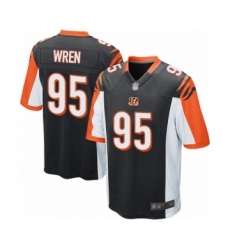 Men's Cincinnati Bengals #95 Renell Wren Game Black Team Color Football Jersey