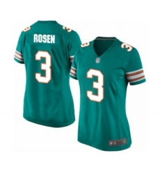 Women's Miami Dolphins #3 Josh Rosen Game Aqua Green Alternate Football Jersey