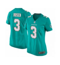 Women's Miami Dolphins #3 Josh Rosen Game Aqua Green Team Color Football Jersey