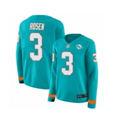 Women's Miami Dolphins #3 Josh Rosen Limited Aqua Therma Long Sleeve Football Jersey