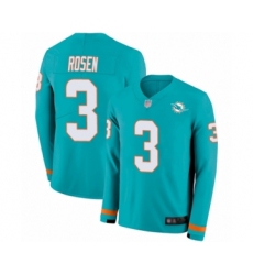 Youth Miami Dolphins #3 Josh Rosen Limited Aqua Therma Long Sleeve Football Jersey