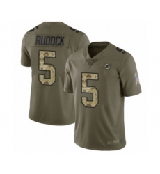 Men's Miami Dolphins #5 Jake Rudock Limited Olive Camo 2017 Salute to Service Football Jersey