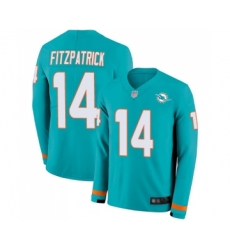 Youth Miami Dolphins #14 Ryan Fitzpatrick Limited Aqua Therma Long Sleeve Football Jersey