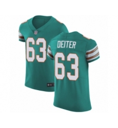 Men's Miami Dolphins #63 Michael Deiter Aqua Green Alternate Vapor Untouchable Elite Player Football Jersey