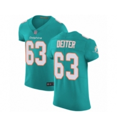 Men's Miami Dolphins #63 Michael Deiter Aqua Green Team Color Vapor Untouchable Elite Player Football Jersey