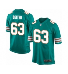 Men's Miami Dolphins #63 Michael Deiter Game Aqua Green Alternate Football Jersey