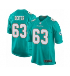 Men's Miami Dolphins #63 Michael Deiter Game Aqua Green Team Color Football Jersey