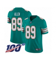 Men's Miami Dolphins #89 Dwayne Allen Aqua Green Alternate Vapor Untouchable Limited Player 100th Season Football Jersey