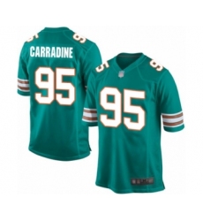 Men's Miami Dolphins #95 Tank Carradine Game Aqua Green Alternate Football Jersey