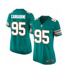 Women's Miami Dolphins #95 Tank Carradine Game Aqua Green Alternate Football Jersey