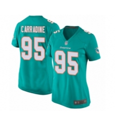 Women's Miami Dolphins #95 Tank Carradine Game Aqua Green Team Color Football Jersey