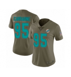 Women's Miami Dolphins #95 Tank Carradine Limited Olive 2017 Salute to Service Football Jersey