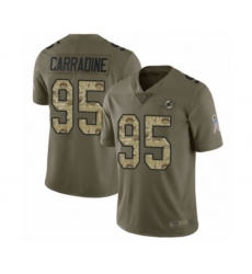 Youth Miami Dolphins #95 Tank Carradine Limited Olive Camo 2017 Salute to Service Football Jersey