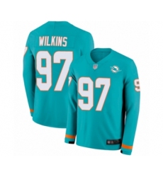Men's Miami Dolphins #97 Christian Wilkins Limited Aqua Therma Long Sleeve Football Jersey