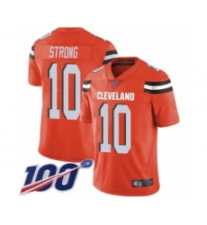 Men's Cleveland Browns #10 Jaelen Strong Orange Alternate Vapor Untouchable Limited Player 100th Season Football Jersey