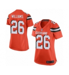 Women's Cleveland Browns #26 Greedy Williams Game Orange Alternate Football Jersey