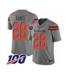 Youth Cleveland Browns #28 Phillip Gaines Limited Gray Inverted Legend 100th Season Football Jersey