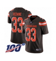 Men's Cleveland Browns #33 Sheldrick Redwine Brown Team Color Vapor Untouchable Limited Player 100th Season Football Jersey