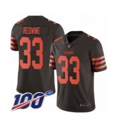 Men's Cleveland Browns #33 Sheldrick Redwine Limited Brown Rush Vapor Untouchable 100th Season Football Jersey