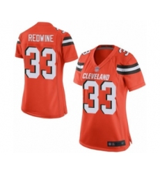 Women's Cleveland Browns #33 Sheldrick Redwine Game Orange Alternate Football Jersey