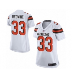 Women's Cleveland Browns #33 Sheldrick Redwine Game White Football Jersey