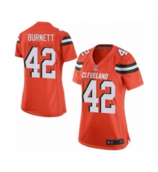 Women's Cleveland Browns #42 Morgan Burnett Game Orange Alternate Football Jersey