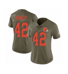 Women's Cleveland Browns #42 Morgan Burnett Limited Olive 2017 Salute to Service Football Jersey
