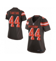 Women's Cleveland Browns #44 Sione Takitaki Game Brown Team Color Football Jersey