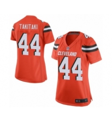 Women's Cleveland Browns #44 Sione Takitaki Game Orange Alternate Football Jersey