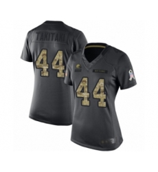 Women's Cleveland Browns #44 Sione Takitaki Limited Black 2016 Salute to Service Football Jersey
