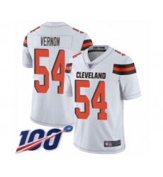 Men's Cleveland Browns #54 Olivier Vernon White Vapor Untouchable Limited Player 100th Season Football Jersey