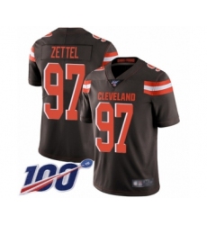 Men's Cleveland Browns #97 Anthony Zettel Brown Team Color Vapor Untouchable Limited Player 100th Season Football Jersey