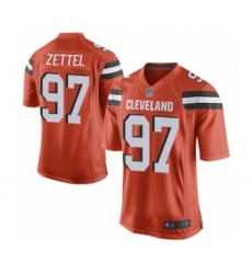 Men's Cleveland Browns #97 Anthony Zettel Game Orange Alternate Football Jersey