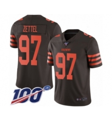 Men's Cleveland Browns #97 Anthony Zettel Limited Brown Rush Vapor Untouchable 100th Season Football Jersey