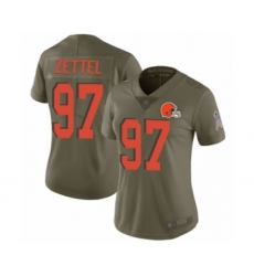 Women's Cleveland Browns #97 Anthony Zettel Limited Olive 2017 Salute to Service Football Jersey