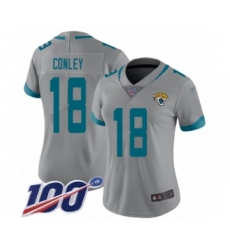 Women's Jacksonville Jaguars #18 Chris Conley Silver Inverted Legend Limited 100th Season Football Jersey