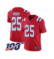 Men's New England Patriots #25 Terrence Brooks Red Alternate Vapor Untouchable Limited Player 100th Season Football Jersey