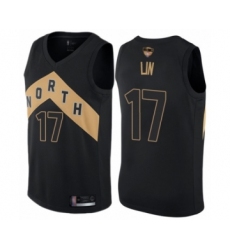 Men's Toronto Raptors #17 Jeremy Lin Swingman Black 2019 Basketball Finals Bound Jersey - City Edition