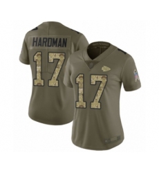 Women's Kansas City Chiefs #17 Mecole Hardman Limited Olive Camo 2017 Salute to Service Football Jersey