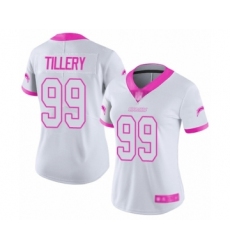 Women's Los Angeles Chargers #99 Jerry Tillery Limited White Pink Rush Fashion Football Jersey