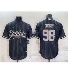 Men's Las Vegas Raiders #98 Maxx Crosby Black With Patch Cool Base Stitched Baseball Jersey