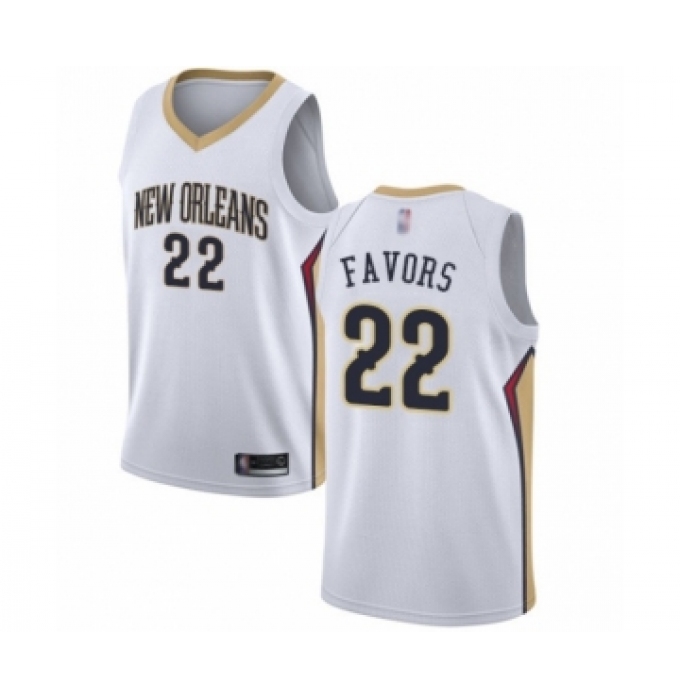 Men's New Orleans Pelicans #22 Derrick Favors Authentic White Basketball Jersey - Association Edition