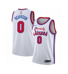 Men's Philadelphia 76ers #0 Josh Richardson Authentic White Hardwood Classics Basketball Jersey