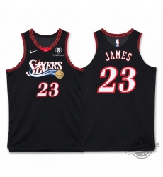 Men's Philadelphia 76ers #23 LeBron James Black 2025 Classic Edition Stitched Stitched Jersey