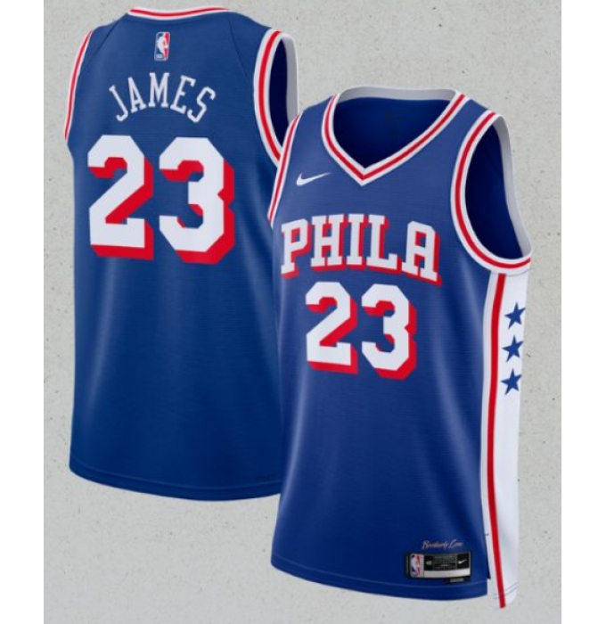 Men's Philadelphia 76ers #23 LeBron James Royal 2026 Icon Edition Stitched Jersey
