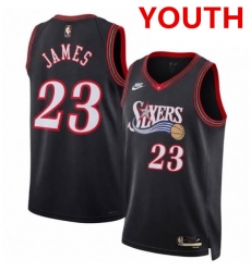 Youth Philadelphia 76ers #23 LeBron James Black 2026 Classic Edition Stitched Jersey