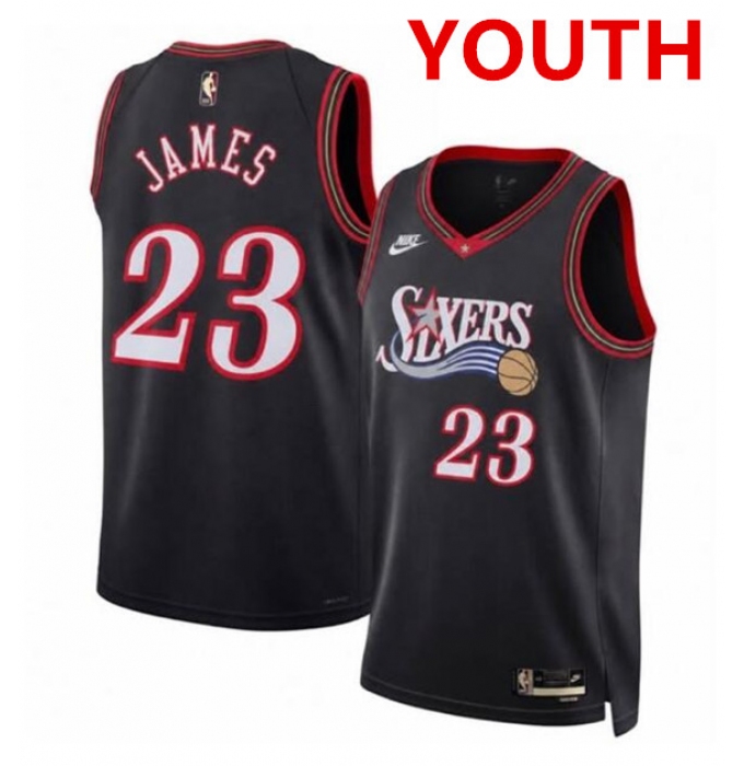 Youth Philadelphia 76ers #23 LeBron James Black 2026 Classic Edition Stitched Jersey