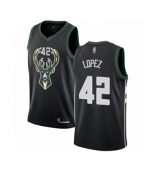 Men's Milwaukee Bucks #42 Robin Lopez Authentic Black Basketball Jersey - Statement Edition