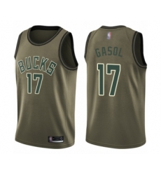 Youth Milwaukee Bucks #17 Pau Gasol Swingman Green Salute to Service Basketball Jersey