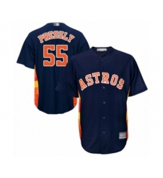 Men's Houston Astros #55 Ryan Pressly Replica Navy Blue Alternate Cool Base Baseball Jersey